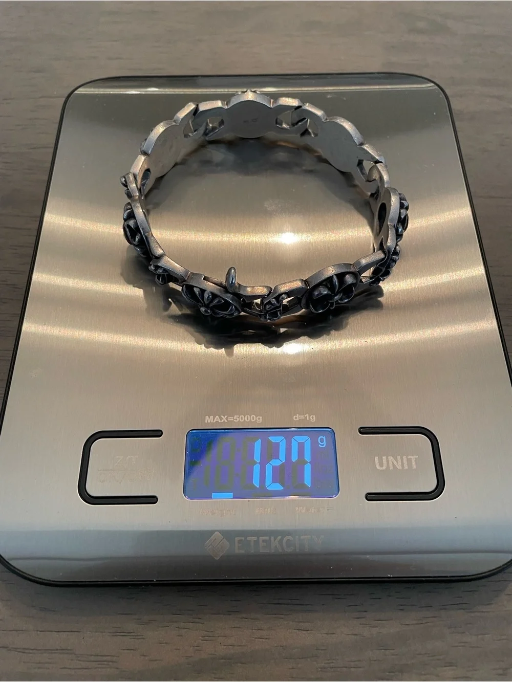 Sterling Silver Floral Link Bracelet with Red Accents